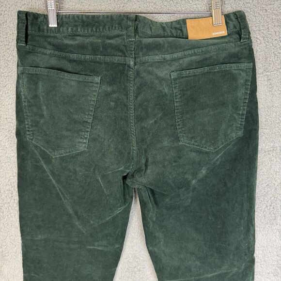 S Bonobos Pants Mens 35x32 Green Corduroy Flat Front Slim Fit Straight Leg - Picture 8 of 11